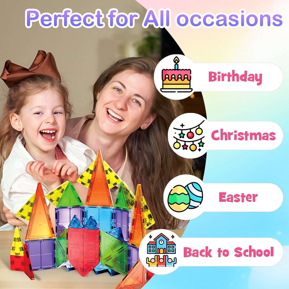 Portable travel magnetic building tiles 32pcs