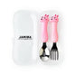 Baby Self Feeding Spoon & Fork with Case Stainless Steel Cutlery Cute Fork Spoon 2 pcs Set for Child Baby Home School Use
