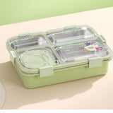 4 Compartment lunch box . with bowl , Spoon & Chopstick Leakproof Heating & Water Insulation- 900ml+70 ml