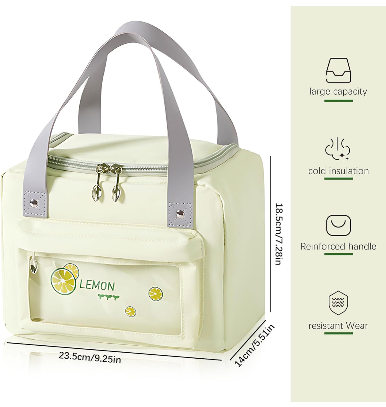 Insulated Lunch Bags for Men Woman Adult Large Reusable Lunch Tote Bag with Handle Green Leakproof Womens lunch bags for Work Picnic Hiking Office Beach