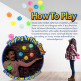 Glow Wall Ball Sticky 6PCS Grow in The Dark Round Luminous Fluorescent Washable Stress Relief Ball Toy Washable