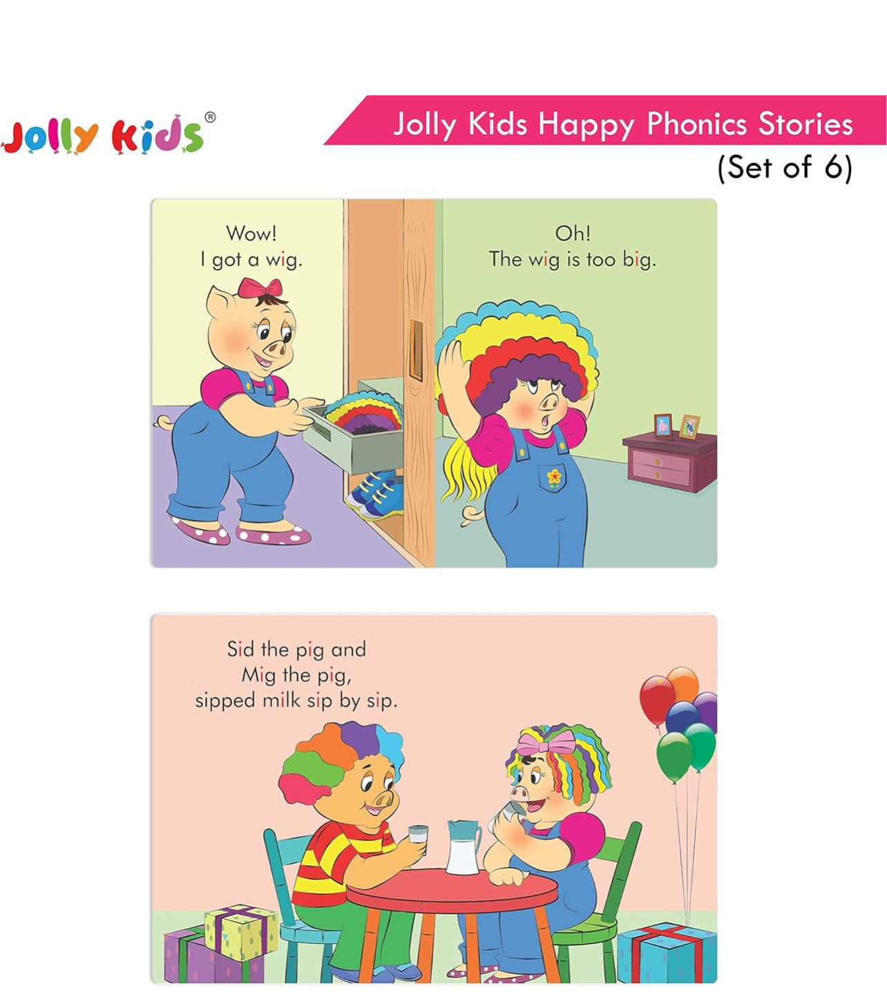 Jolly Kids Read With Happy Phonics Stories (Set of 6)| Vowel Sound Words| Phonic Stories for Kids Ages 3-8 Years