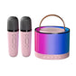 Mini Portable Bluetooth Karaoke Speaker with 2 Wireless Mics and LED Color Lights, Party, Home KTV, Birthday for Girls/Boys Ages 3-12+
