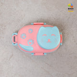 Little cat 3 compartment stainless lunch box with cutlery and lunch bag