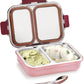 Leak Proof Airtight Unbreakable Lid BPA Free Ceelik Duo Stainless Steel Insulated Lunch Tiffin Box Set with Steel Spoon 2 Compartment Lunch Box for School Kids, Office Women Men