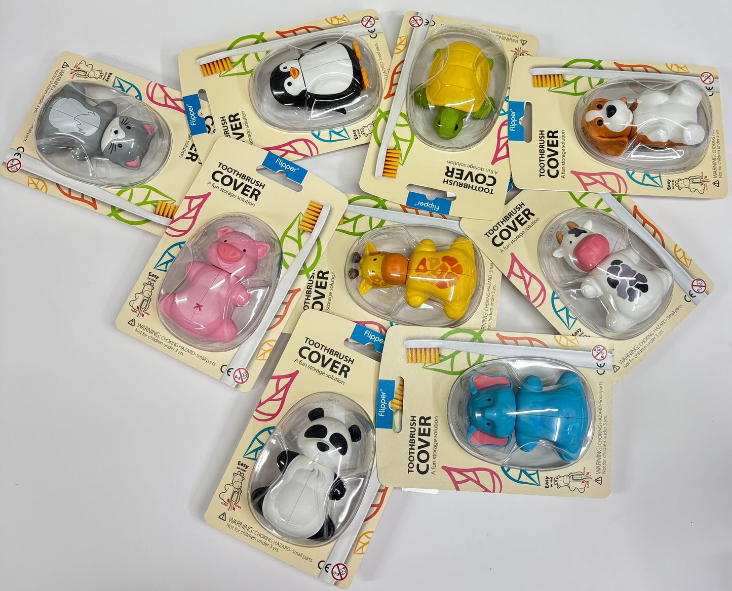 Flipper Fun Animal Penguin Toothbrush Cover , One Touch Open & Close ,Suction Cup Toothbrush Holder for Mirrors, Glass or Tiles ,Dust-proof Adorable Easy to Use
