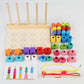 3 in 1 wooden Memory chess , five pillars & fishing game