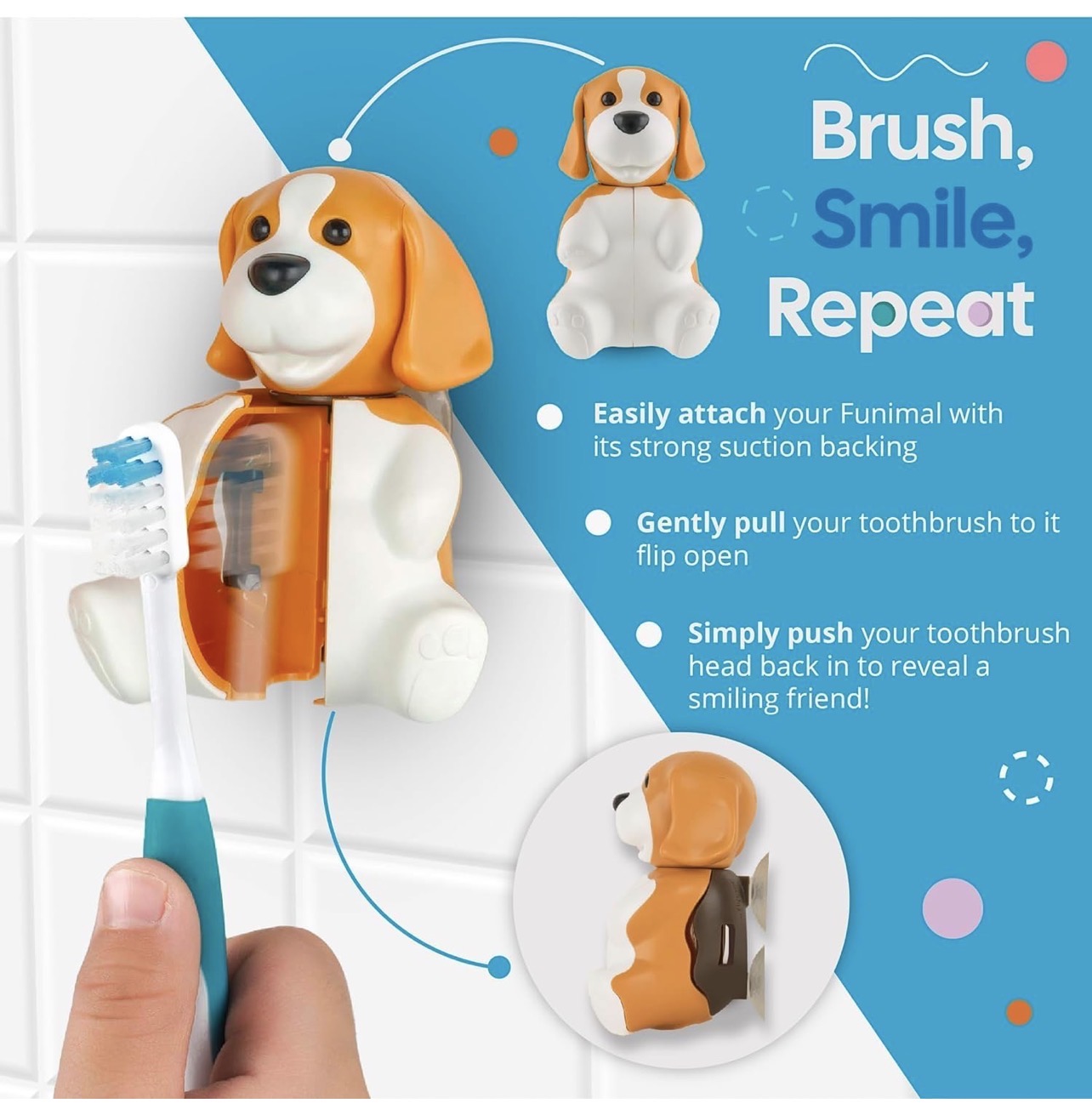 Flipper Fun Animal Penguin Toothbrush Cover , One Touch Open & Close ,Suction Cup Toothbrush Holder for Mirrors, Glass or Tiles ,Dust-proof Adorable Easy to Use