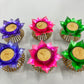 Metal lotus neon colours tealight candle holder 6 pcs set ( 6 candles free )pp-118