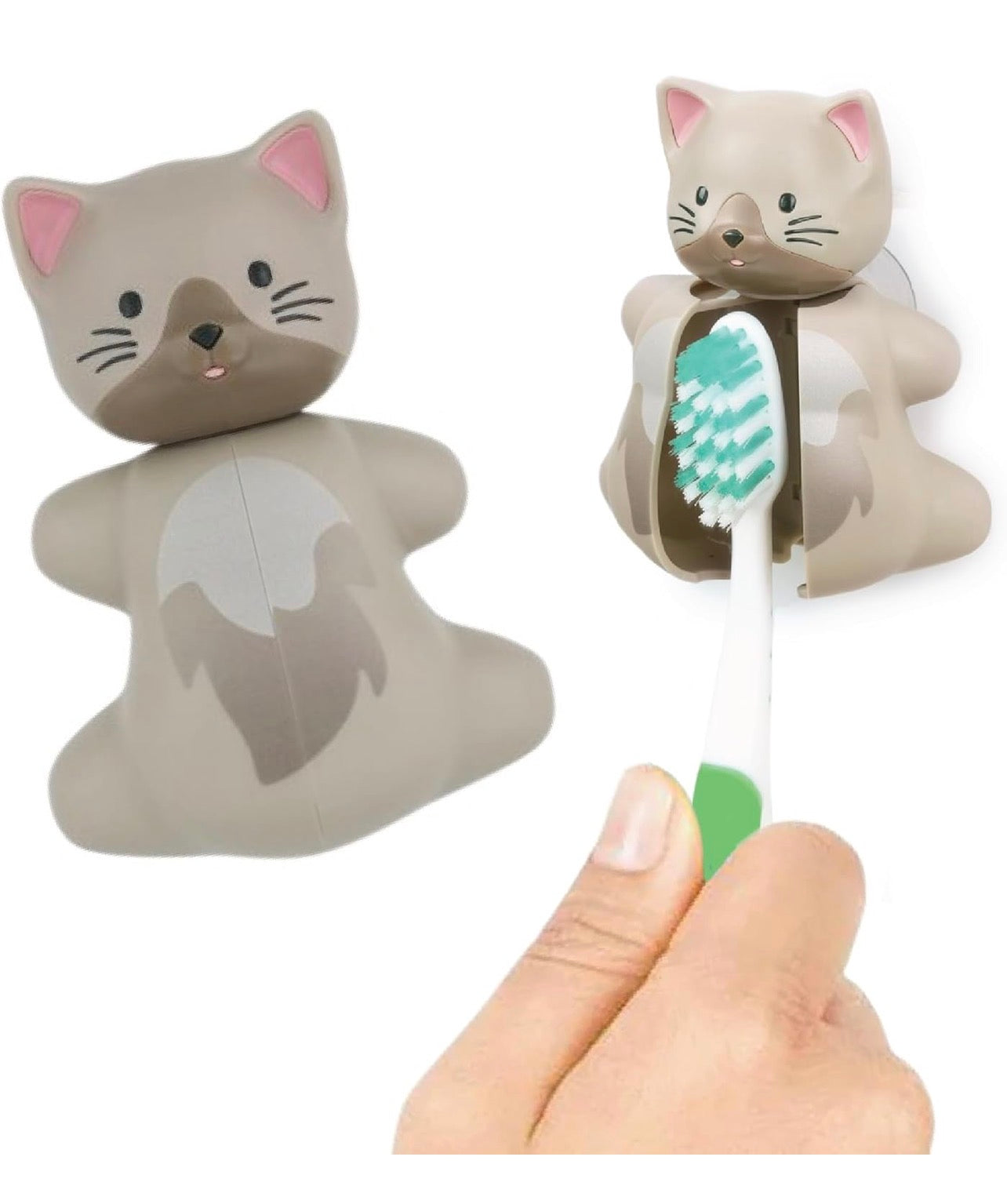 Flipper Fun Animal Penguin Toothbrush Cover , One Touch Open & Close ,Suction Cup Toothbrush Holder for Mirrors, Glass or Tiles ,Dust-proof Adorable Easy to Use