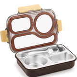 Leak Proof Airtight Unbreakable Lid BPA Free Ceelik Trio NX Insulated Lunch Tiffin Box, 1 Steel Spoon 3 Compartment Lunch Box Steel for School Kids Boys Mens Girls Office Women