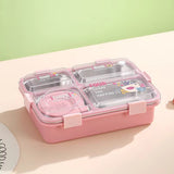4 Compartment lunch box . with bowl , Spoon & Chopstick Leakproof Heating & Water Insulation- 900ml+70 ml