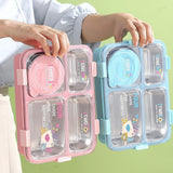 4 Compartment lunch box . with bowl , Spoon & Chopstick Leakproof Heating & Water Insulation- 900ml+70 ml