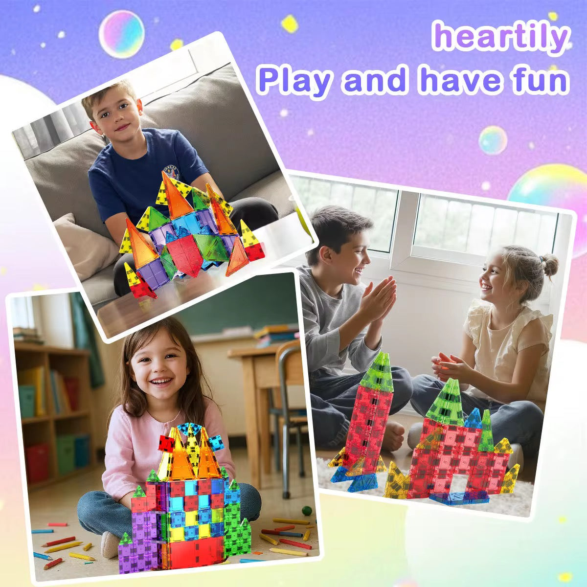 Portable travel magnetic building tiles 32pcs