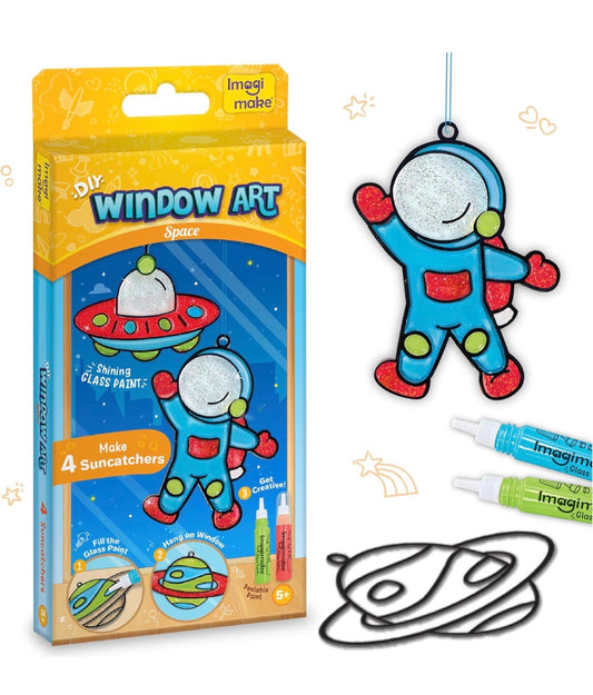 Imagimake DIY Window Art Unicorn & space | Glass Painting Kit | Art & Craft Kit for Girls | Perfect Birthday Return Gifts for Kids Ages 5,6,7,8,9,10, Multicolour