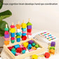 Montessori Wooden Beads Geometric Stacking Blocks Lacing Beads Matching Shape Stacker Montessori Toys for 3 4 5 Year Old Mega Blocks for Toddlers