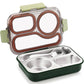 Leak Proof Airtight Unbreakable Lid BPA Free Ceelik Trio NX Insulated Lunch Tiffin Box, 1 Steel Spoon 3 Compartment Lunch Box Steel for School Kids Boys Mens Girls Office Women
