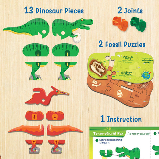 Imagimake DIY Mighty Dinos | Glow in The Dark | 3D Dinosaur Puzzle for Kids | Birthday Gift for Kids Ages 5,6,7,8,9,10