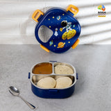 Space 3 grid stainless steel lunch box