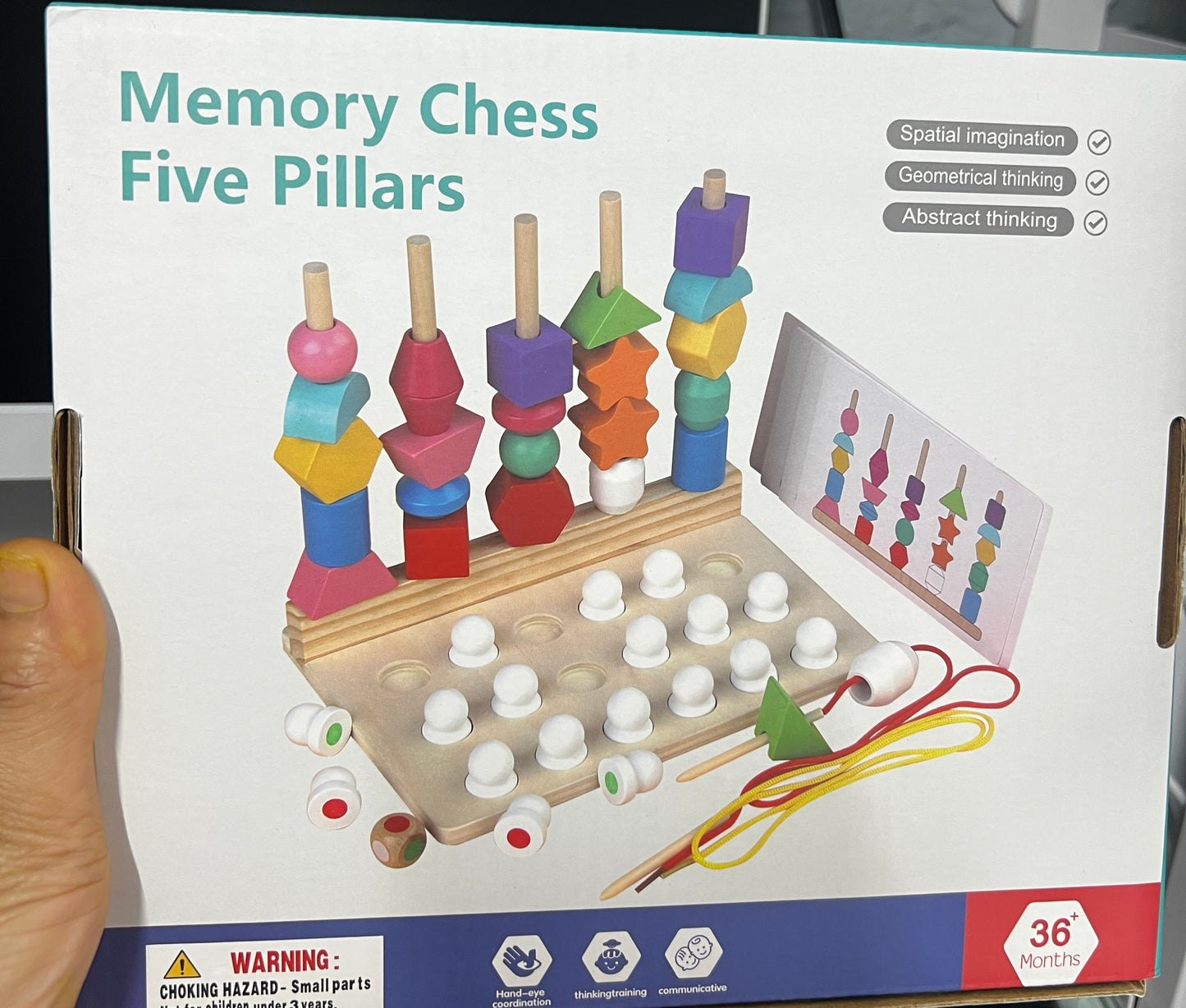 3 in 1 wooden Memory chess , five pillars & fishing game