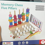 3 in 1 wooden Memory chess , five pillars & fishing game