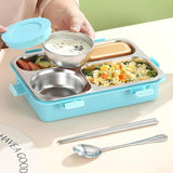 4 Compartment lunch box . with bowl , Spoon & Chopstick Leakproof Heating & Water Insulation- 900ml+70 ml