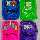 Jelly bag pack with 1 initial & 1 motif ( size 12*8*4 inches)