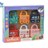 Unlock train team Pack of 6 Lock with Key Children, Montessori Toy,