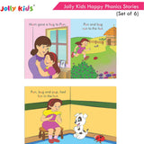 Jolly Kids Read With Happy Phonics Stories (Set of 6)| Vowel Sound Words| Phonic Stories for Kids Ages 3-8 Years