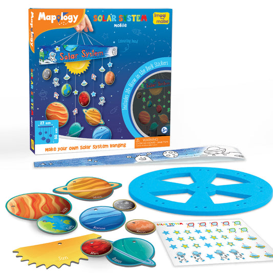 Solar System Mobile | Educational Space DIY Kit | Kids Age 5+
Build & hang a solar system mobile—Sun & 8 planets; 30+ glow-in-the-dark stickers & colouring band; learn 80+ space facts