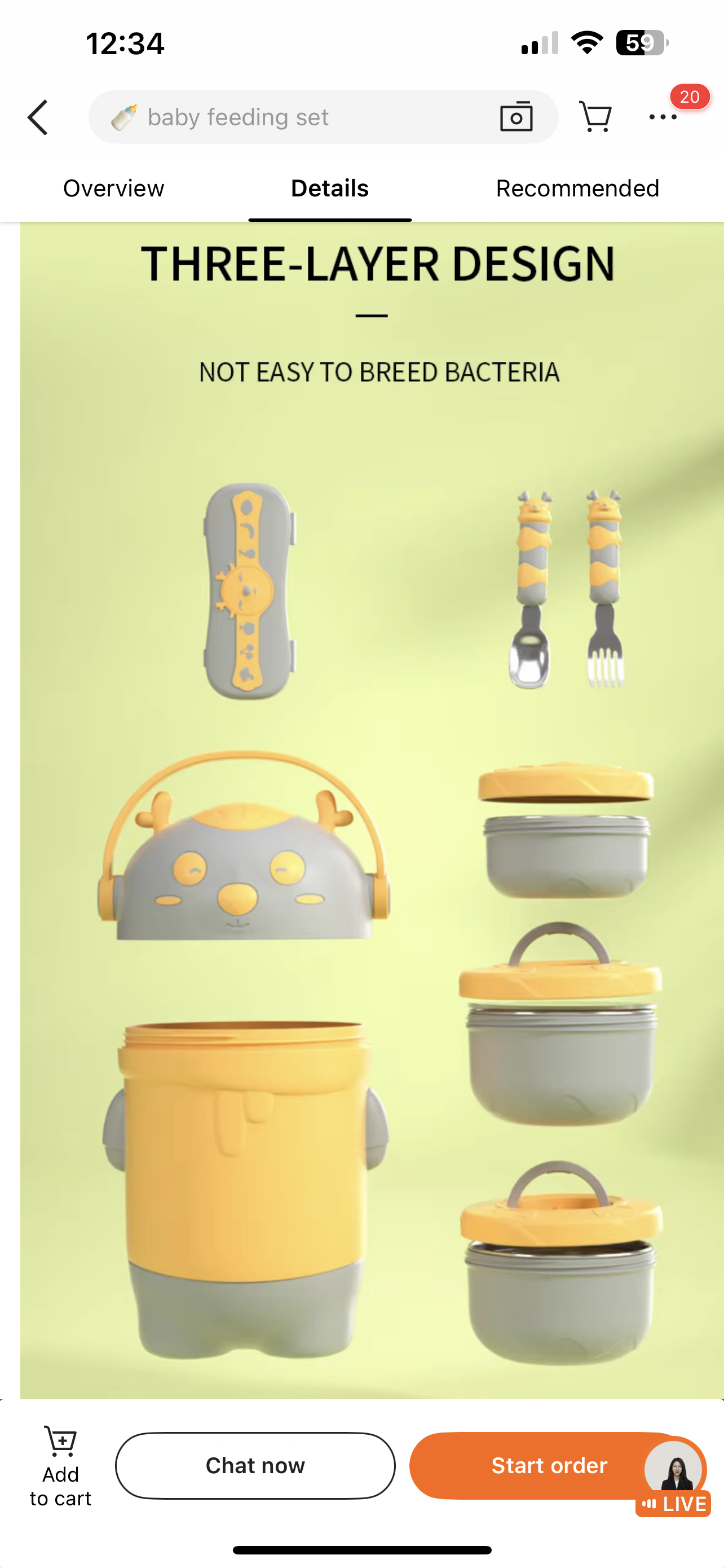 Deer three layer insulated bowl with cutlery and lunch bag