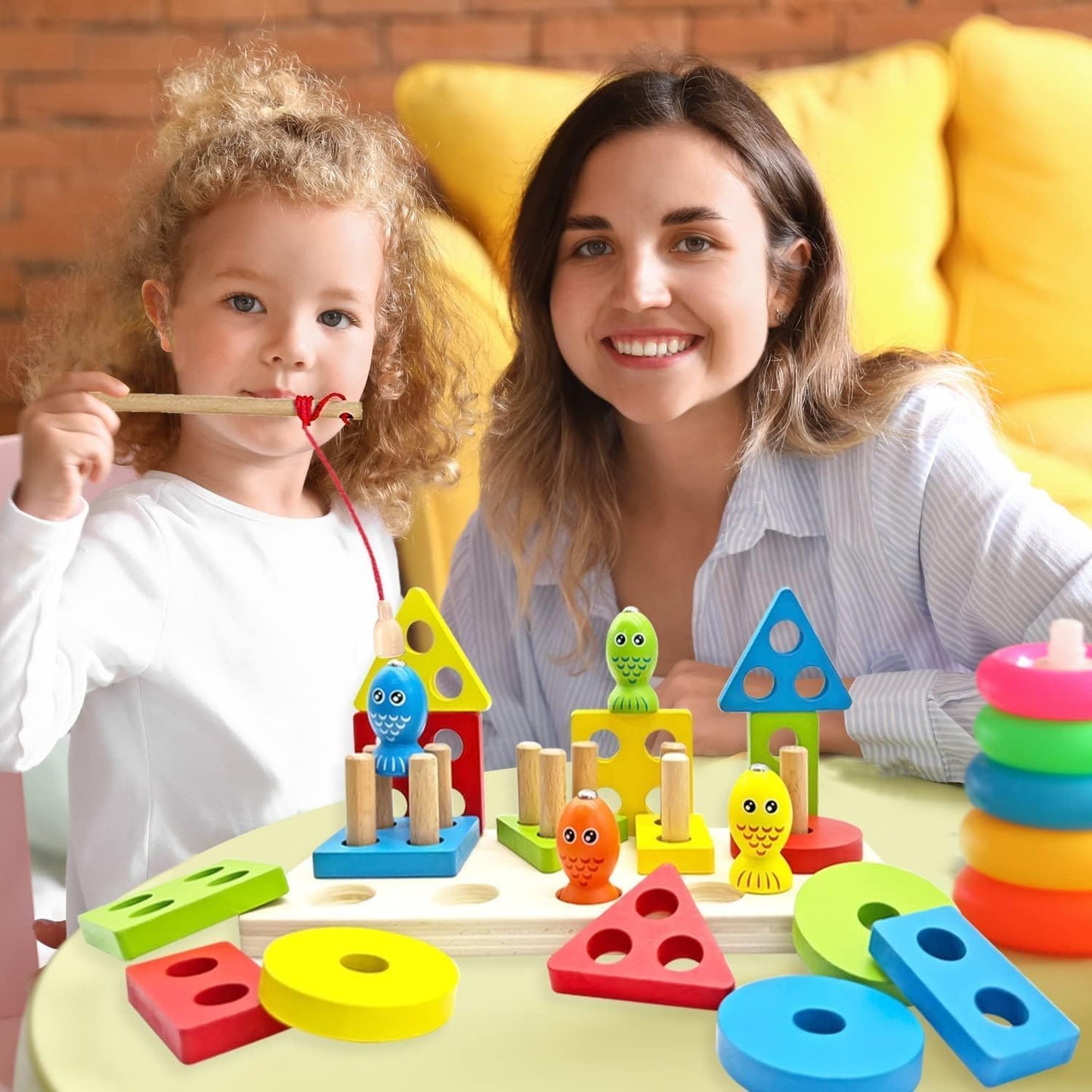 Montessori Wooden Sorting & Magnetic Fishing Game - Educational Toy for Toddlers