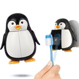 Flipper Fun Animal Penguin Toothbrush Cover , One Touch Open & Close ,Suction Cup Toothbrush Holder for Mirrors, Glass or Tiles ,Dust-proof Adorable Easy to Use