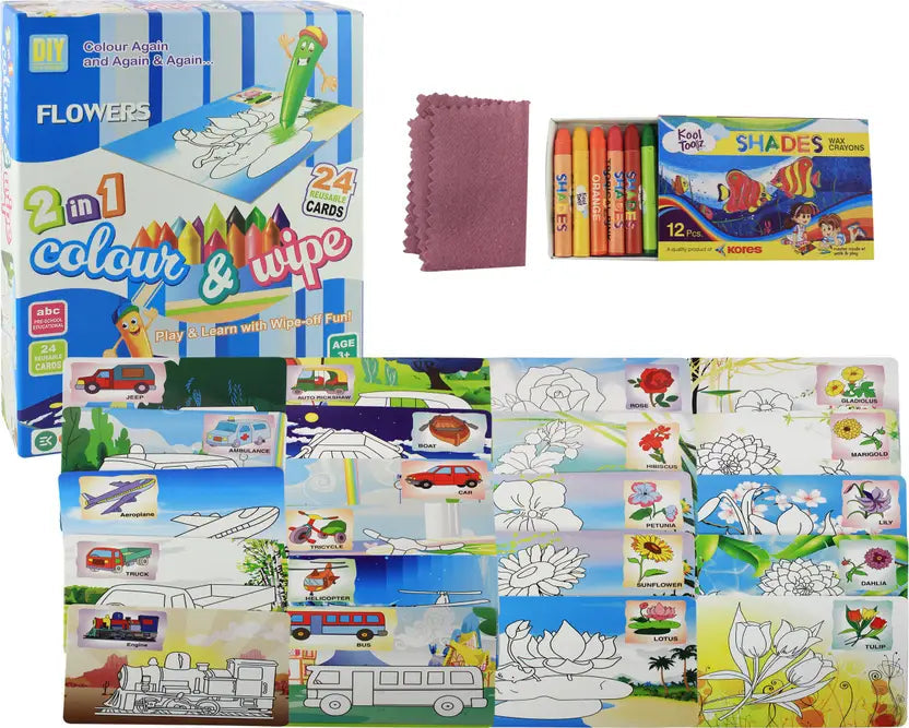 2 in 1 Color and Wipe Off, Learning Painting Kit for Kids