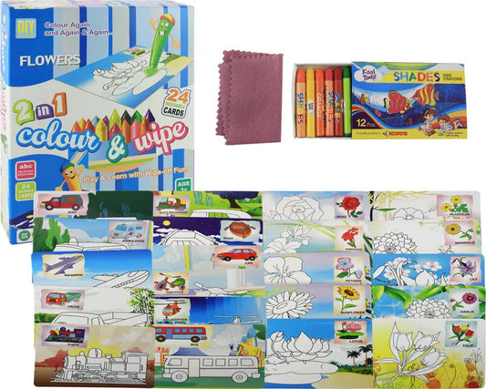2 in 1 Color and Wipe Off, Learning Painting Kit for Kids