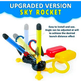 Multi Sky Rocket Toys For Kids , 4 Foam Tipped Rockets , Dual Shot Stomp Launcher Outdoor Toy Set