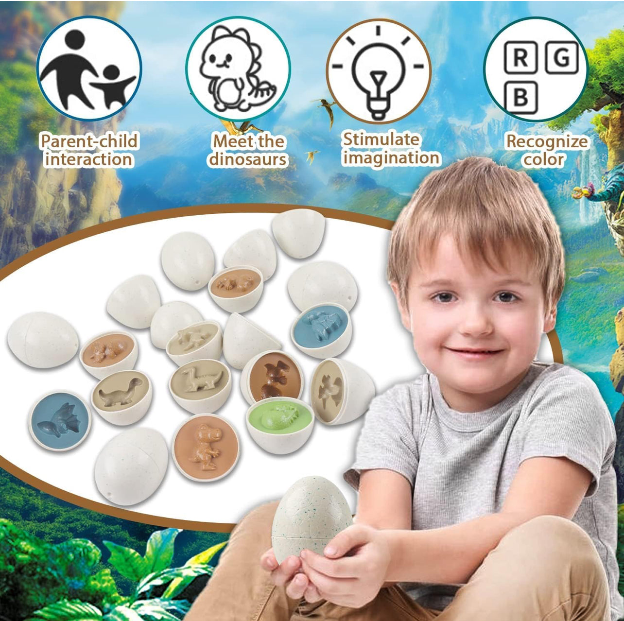 Dinosaur matching Eggs Montessori Toy 12 pcs box