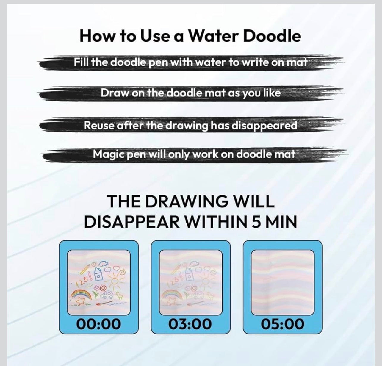 Magic Drawing Mat for Kids 3-7 Years | Mess Free Aqua Doodle Mat with Water Pen | Reusable Coloring & Writing Toy for Toddlers Boys & Girls | Water Painting Mat Gift