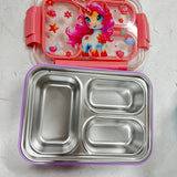 Dino/Unicorn/space /mermaid  Transparent 3-Compartment 750ml Transfer Proof Lunch Box
