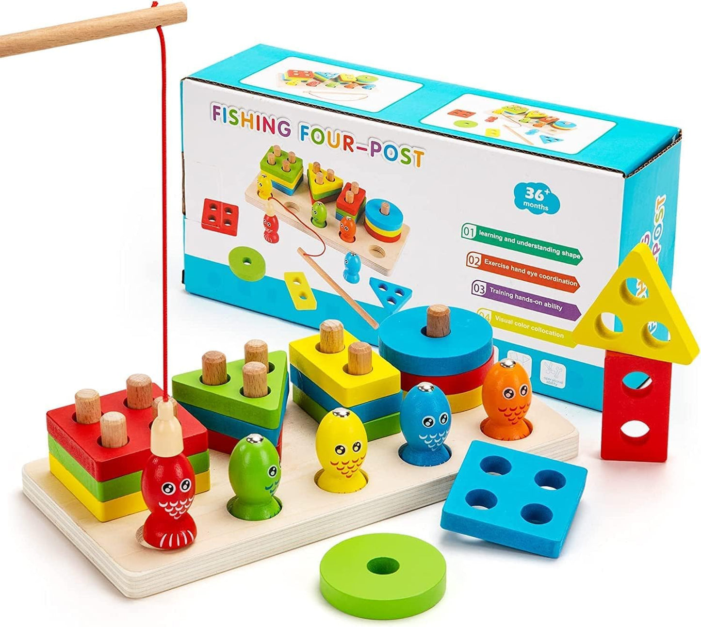 Montessori Wooden Sorting & Magnetic Fishing Game - Educational Toy for Toddlers