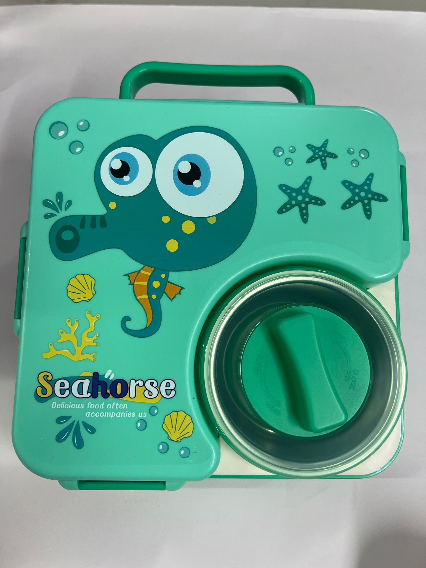 3 compartment 850ml handle square bento box .