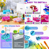 Paint Brush Cleaner with Paint Tray, Upgraded 6-in-1 Painting Supplies with Drain and Brush Holder, Water Circulation Paint Brush Cleaner Tool for Acrylic, Watercolor, Water-Based Paints