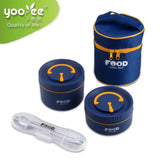 2 layer insulated lunch box with lunch bag & cutlery
