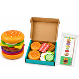 Wooden Burger Stacking Toy Set - Pretend Play Kitchen Toys for Kids