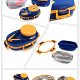Little cat 3 compartment stainless lunch box with cutlery and lunch bag