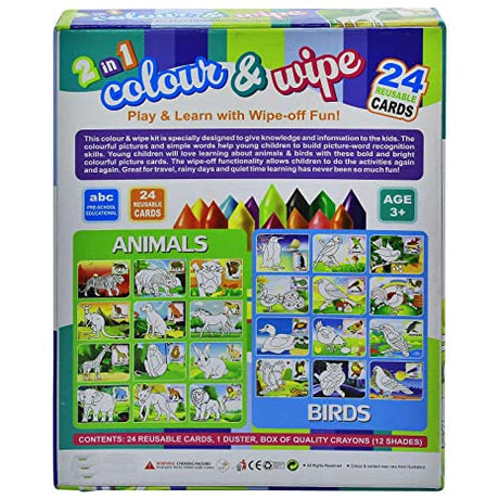 2 in 1 Color and Wipe Off, Learning Painting Kit for Kids