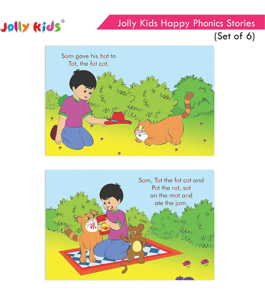 Jolly Kids Read With Happy Phonics Stories (Set of 6)| Vowel Sound Words| Phonic Stories for Kids Ages 3-8 Years
