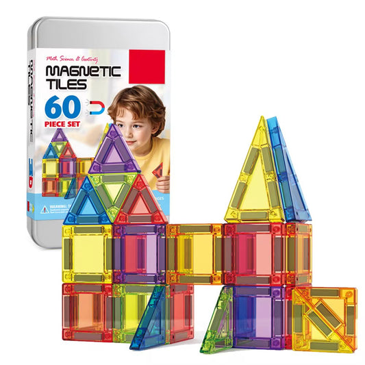 60 pcs travel magnetic tiles with tin box
