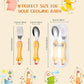 Baby Self Feeding Spoon & Fork with Case Stainless Steel Cutlery Cute Fork Spoon 2 pcs Set for Child Baby Home School Use