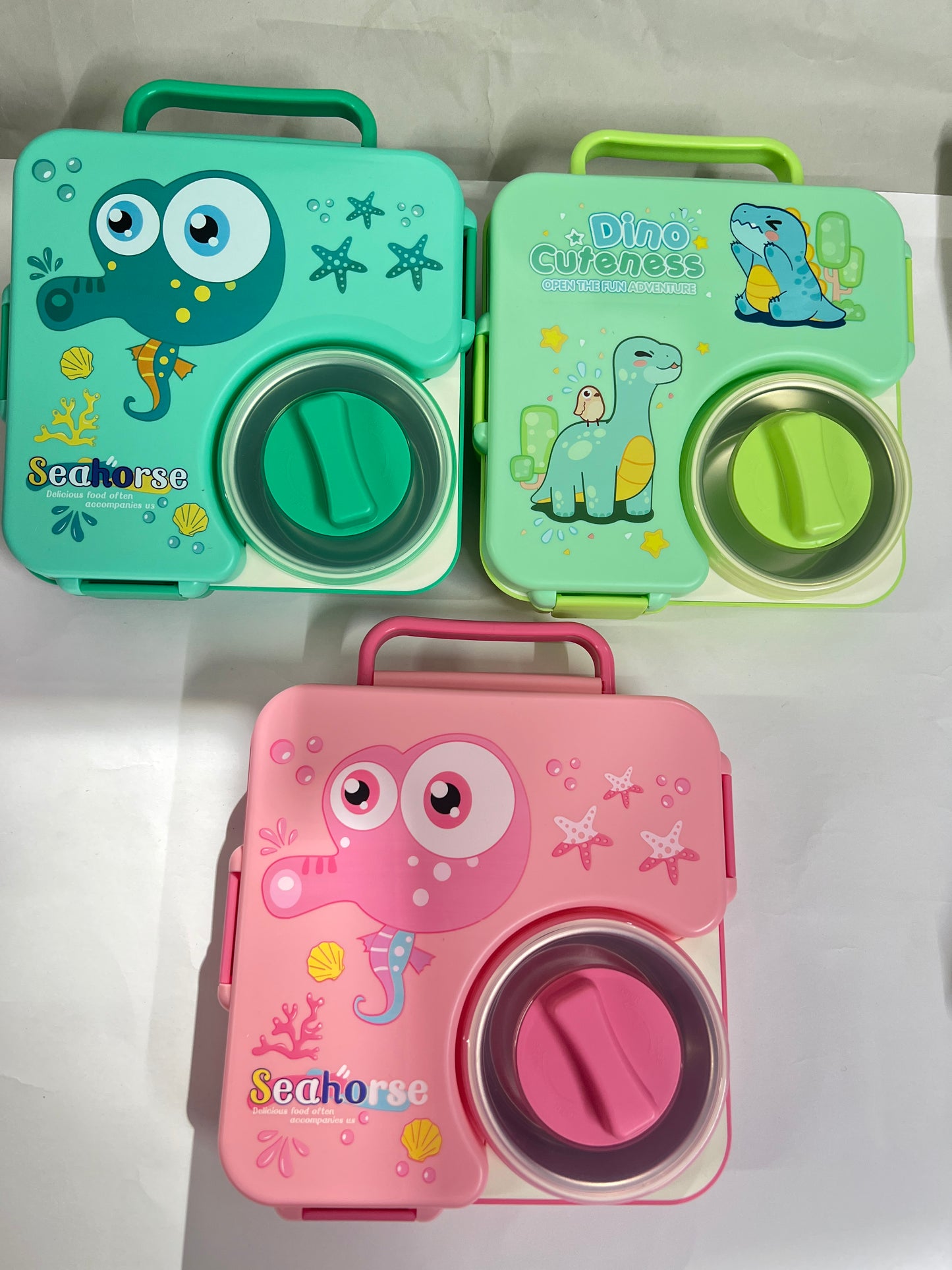 3 compartment 850ml handle square bento box .